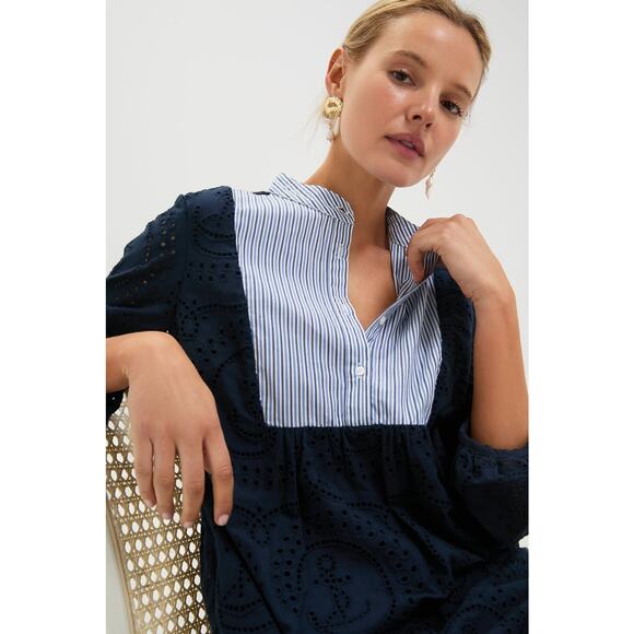 TUCKERNUCK Navy Nautical Eyelet Mini Calliope Dress Size S NWT - Picture 4 of 7